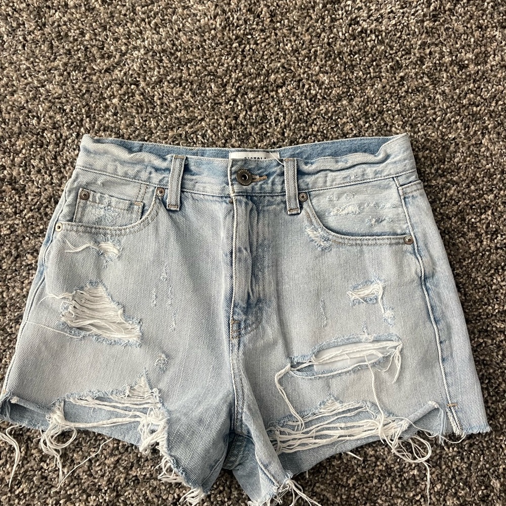 Pistola Distressed Light Blue Denim Shorts